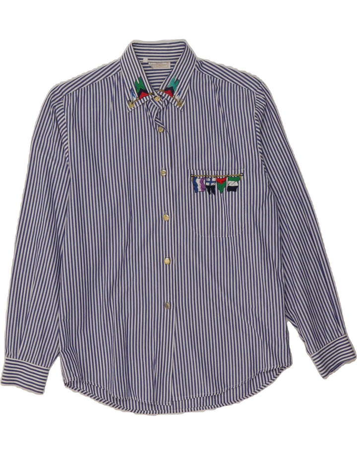VINTAGE Womens Shirt UK 16 Large Blue Pinstripe Vintage Vintage and Second-Hand Vintage from Messina Hembry 