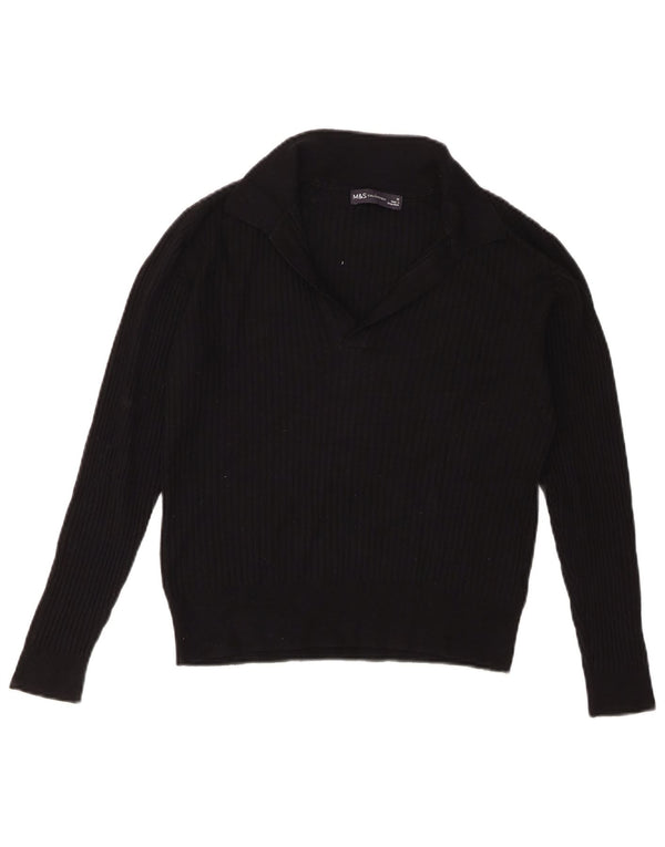 Maglione corto da donna Marks & Spencer con collo a polo UK 12 medio nero