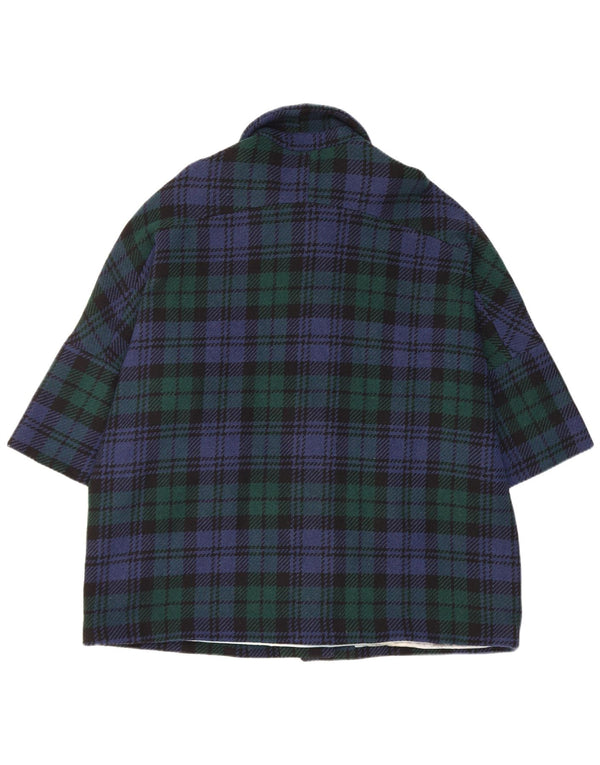 Soprabito vintage da donna UK 18 XL blu navy a quadri