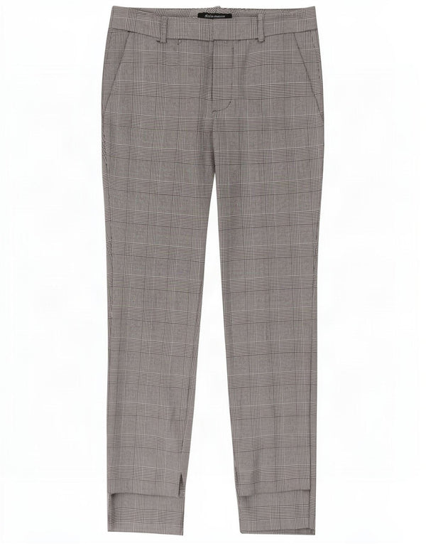 Pantaloni da abito slim da donna Zara EU 36 XS W26 L28 Poliestere scozzese grigio