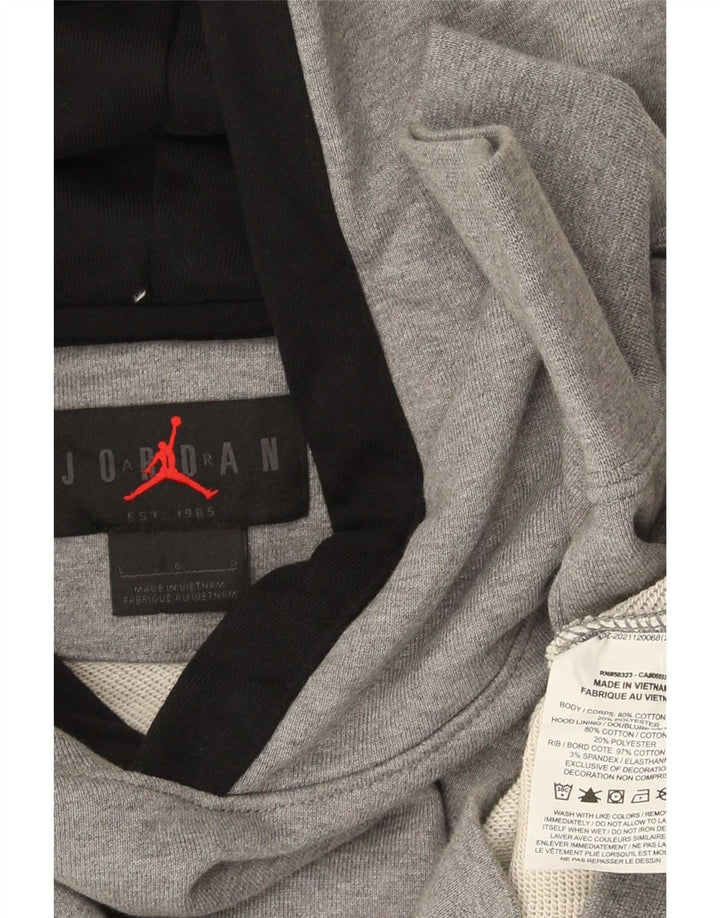 Felpa con cappuccio grafica Jordan da uomo grande in cotone grigio