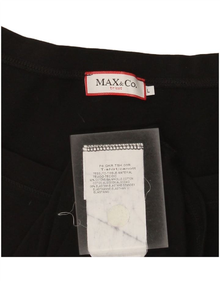 Max & Co. T-shirt grafica da donna Top UK 14 grande cotone nero