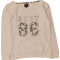 Felpa grafica da donna Best Company, maglione UK 12, cotone bianco medio