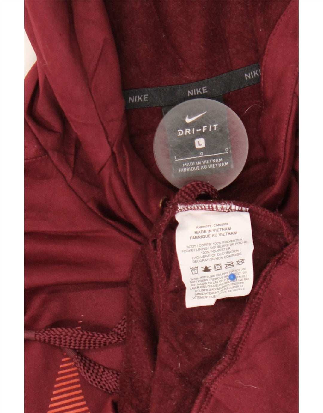 NIKE Felpa con cappuccio grafica Dri Fit da uomo, grande, in poliestere bordeaux