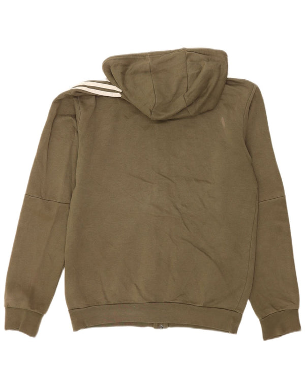Felpa con cappuccio e zip grafica da uomo Adidas XS in cotone kaki