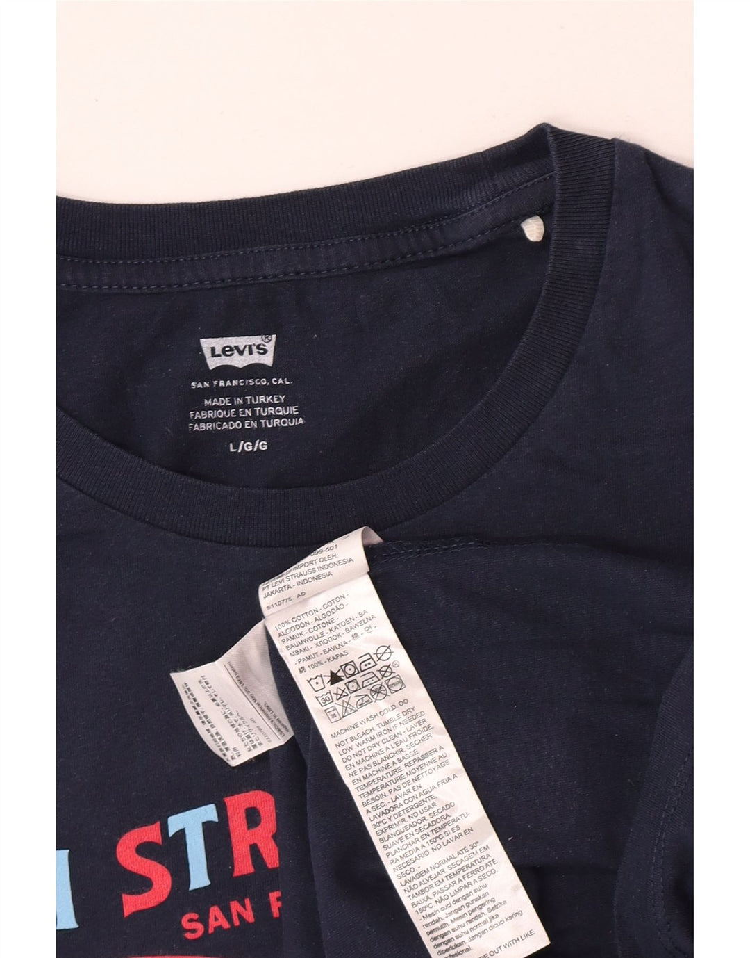 T-shirt grafica da uomo Levi's Top Large in cotone blu navy