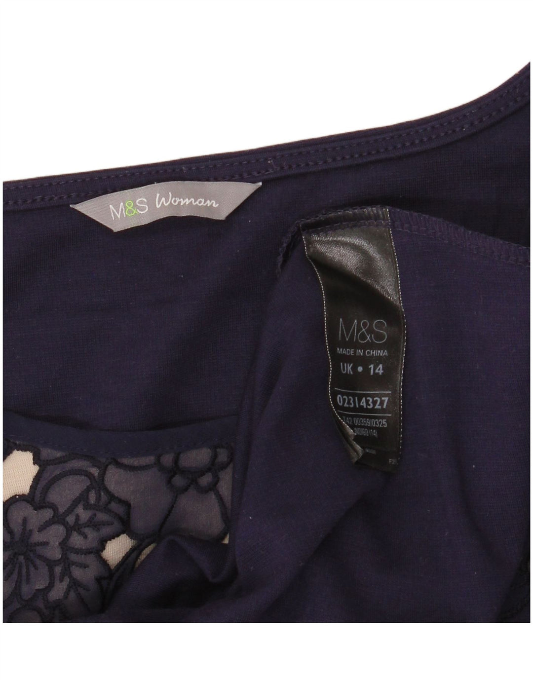 MARKS & SPENCER Abito a trapezio da donna UK 14 Medio blu navy floreale