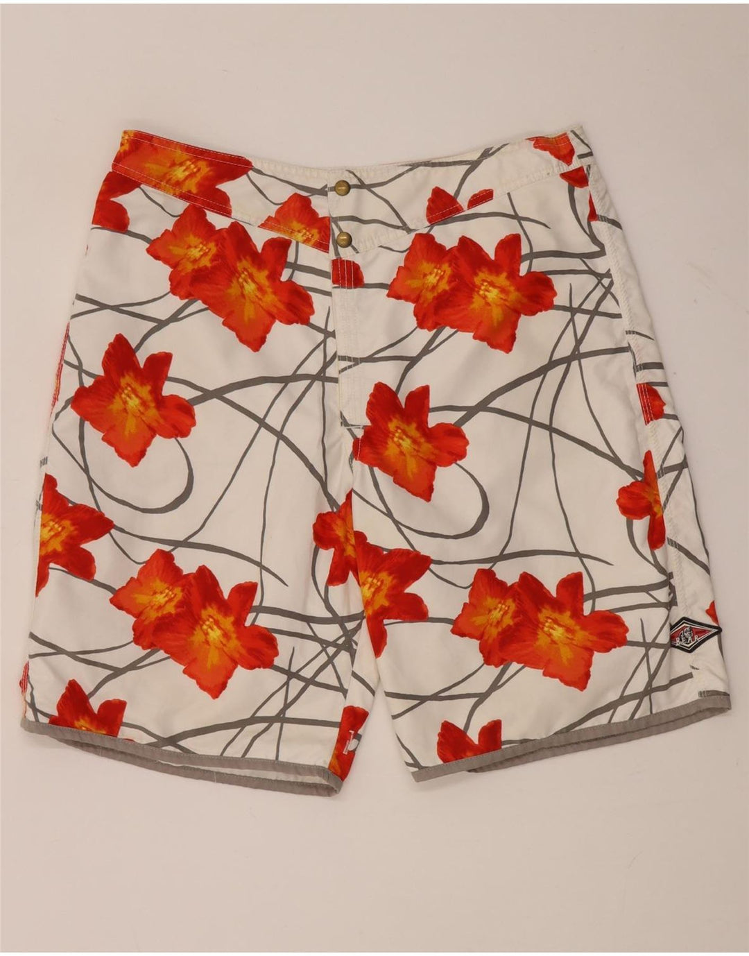 Pantaloncini da bagno reversibili da uomo Bear in poliestere bianco medio