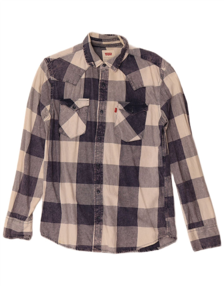 Camicia Levi's da uomo in flanella piccola in cotone a quadri blu navy