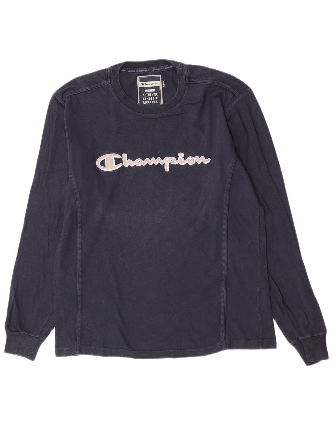 Champion Top grafico da uomo a maniche lunghe in cotone blu navy medio