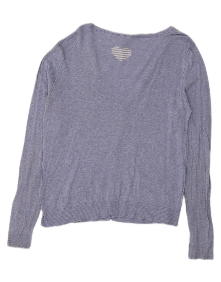Maglione cardigan da donna White Stuff UK 16 Grande cotone screziato blu