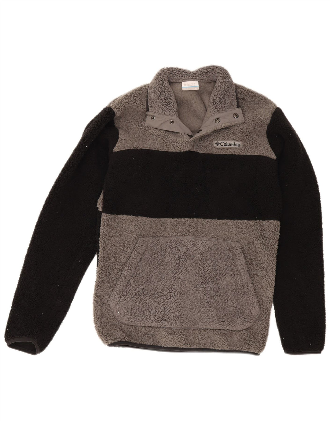 Maglione in pile da uomo Columbia con bottone e collo XS in poliestere color block grigio