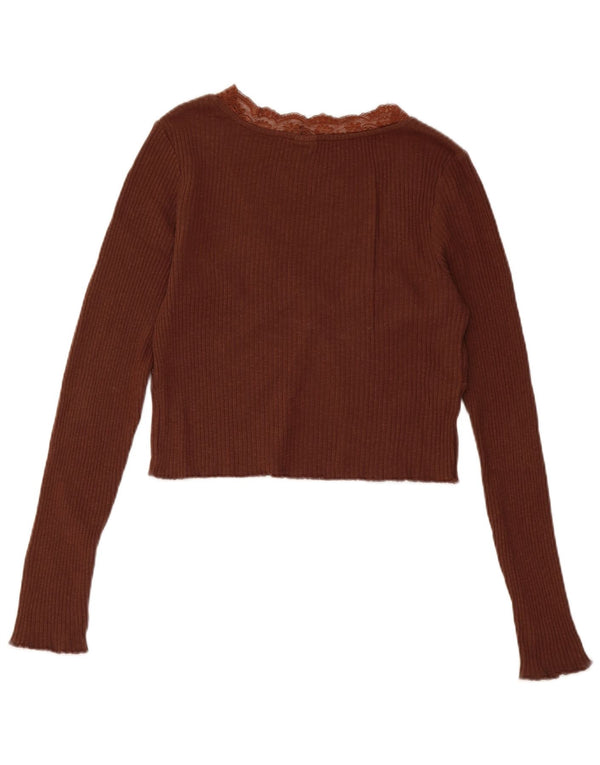 Maglione cardigan corto da donna Urban Outfitters UK 14 grande cotone marrone