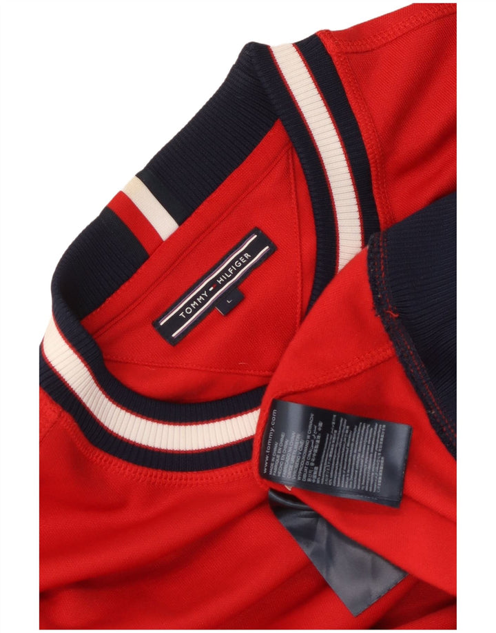 Tommy Hilfiger Uomo Felpa Maglione Grande Rosso Colourblock Poliestere