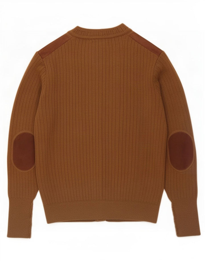 Maglione cardigan da uomo Pierre Sangan in lana marrone medio