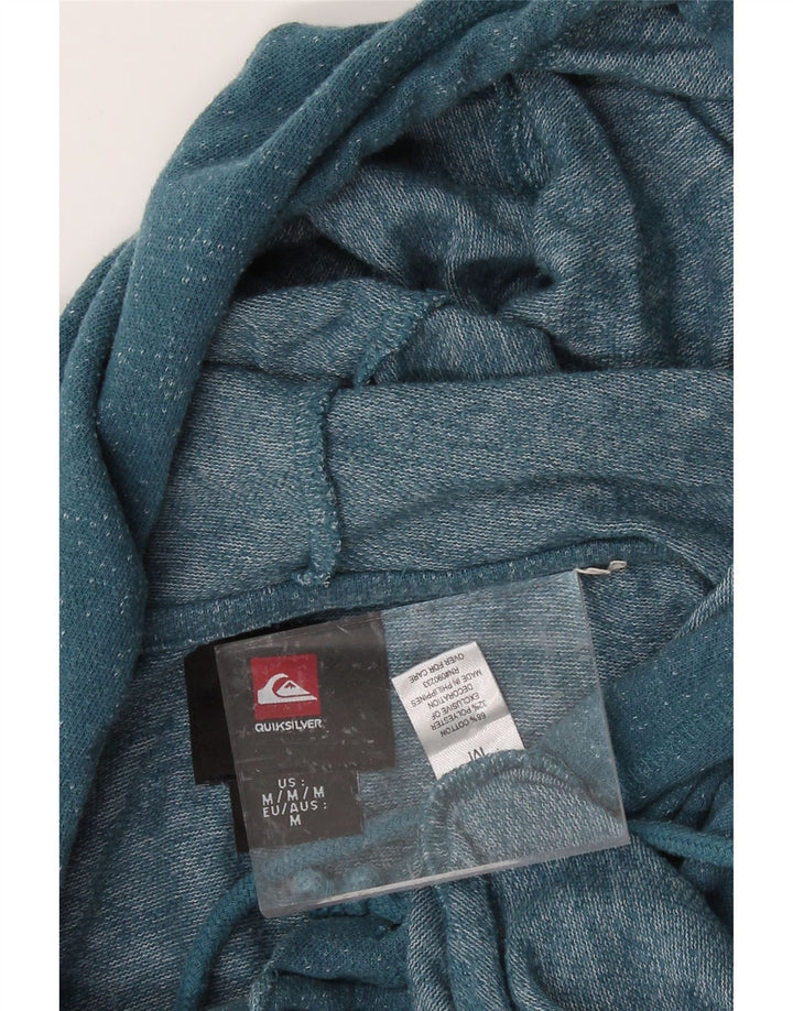 QUIKSILVER Mens Button Neck Hoodie Jumper Medium Blue Flecked Cotton Vintage Quiksilver and Second-Hand Quiksilver from Messina Hembry 