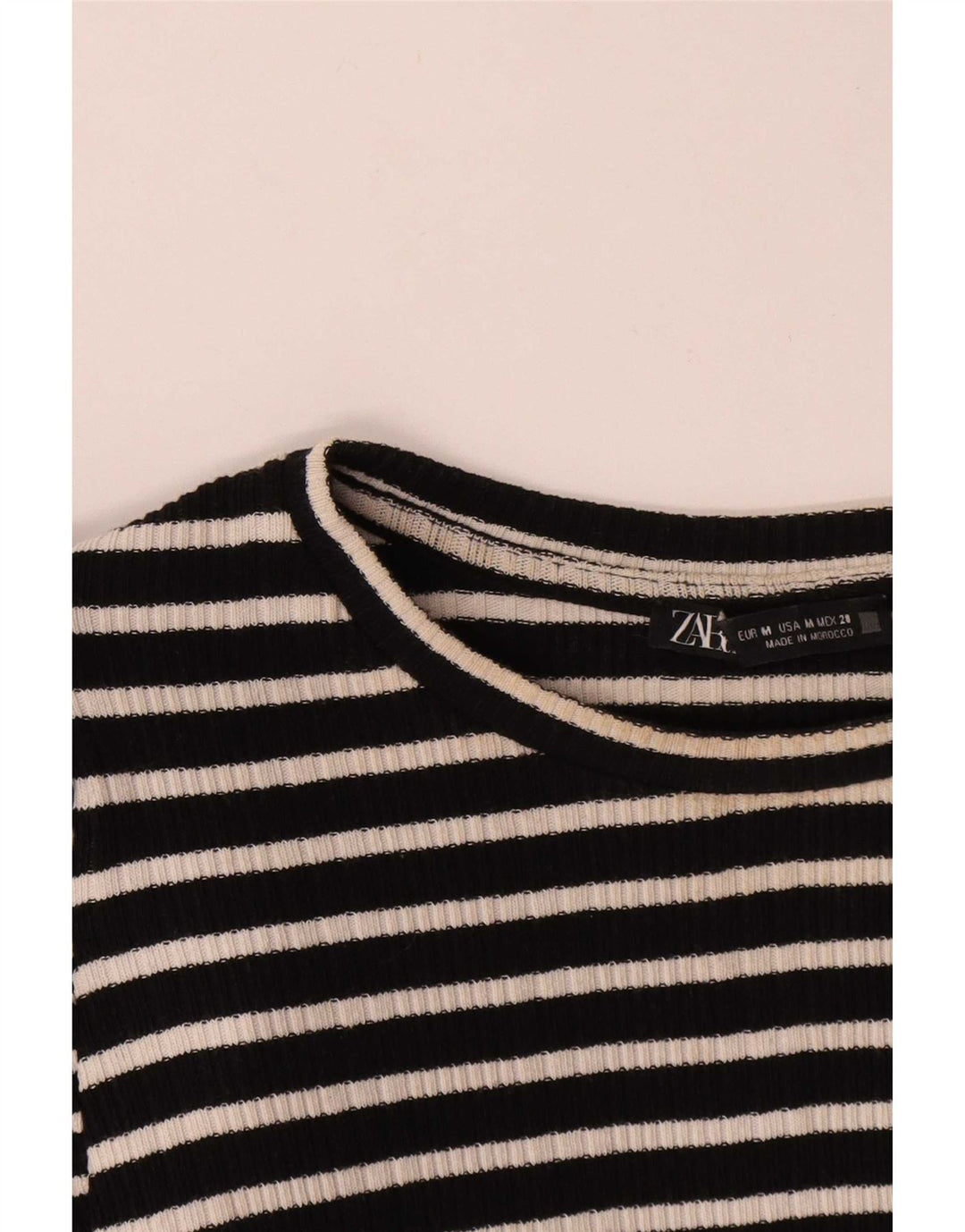 Top Zara da donna a maniche lunghe UK 12 medio a righe nere