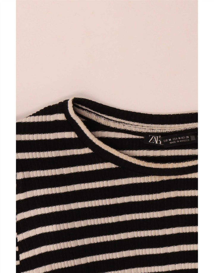 Top Zara da donna a maniche lunghe UK 12 medio a righe nere