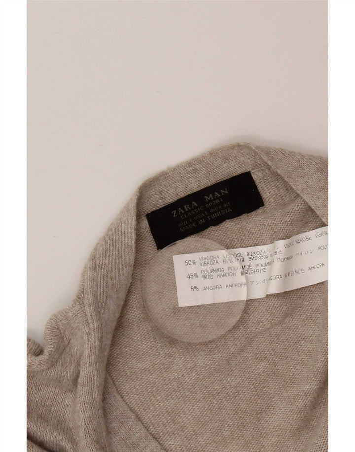 Maglione cardigan da uomo Zara grande in viscosa screziata grigia