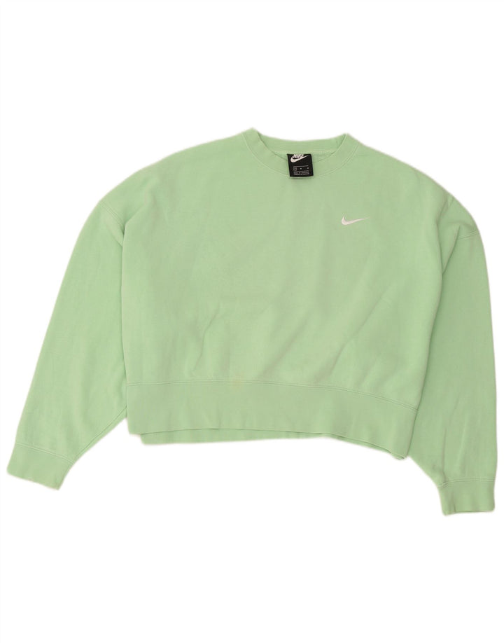 Felpa corta oversize da donna Nike, maglione UK 14, cotone verde medio