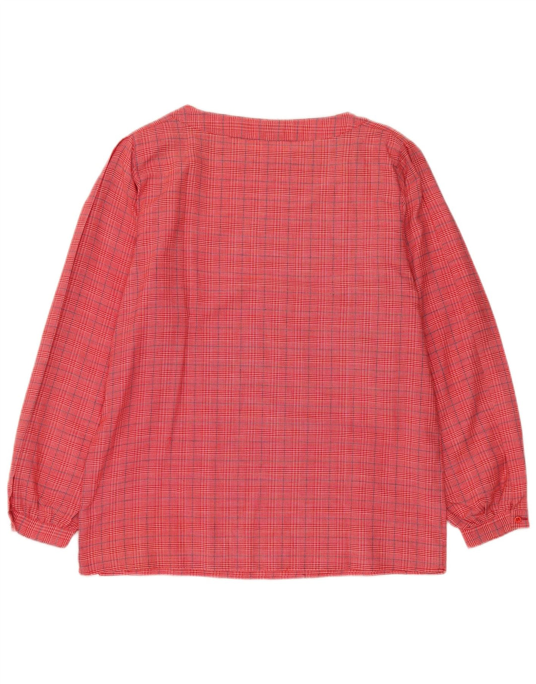 Top camicetta a maniche lunghe da donna vintage UK 14 quadri rosa medio