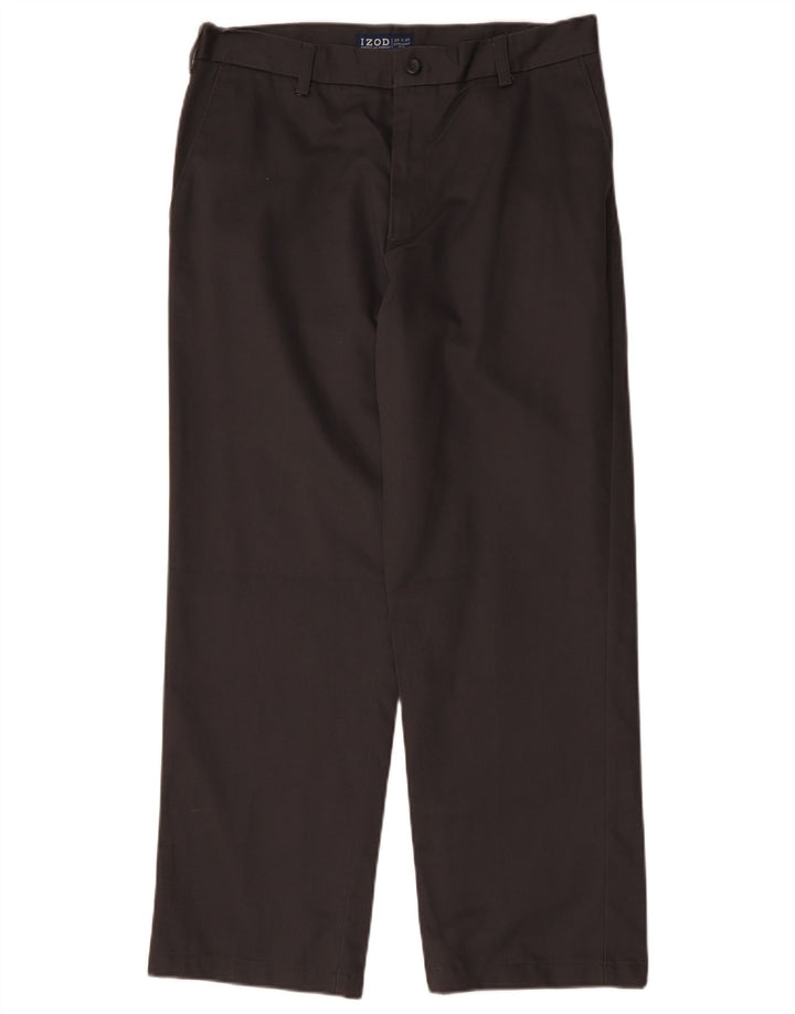 Pantaloni chino dritti da uomo IZOD W33 L30 in cotone grigio