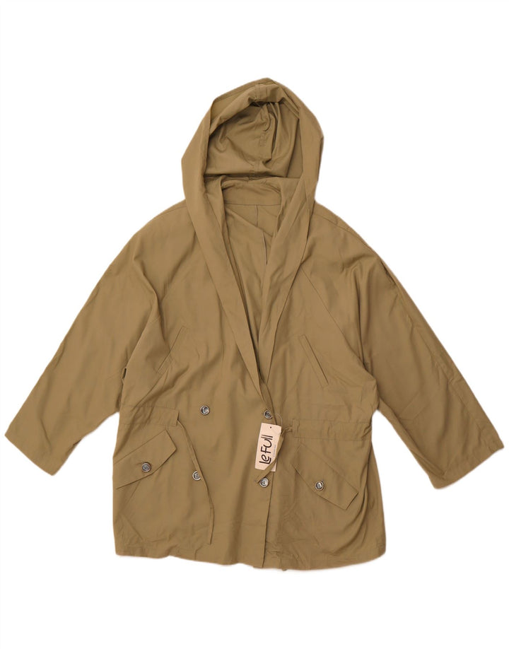 LE FULL Cappotto doppiopetto oversize con cappuccio da donna UK 14 Medio Cachi