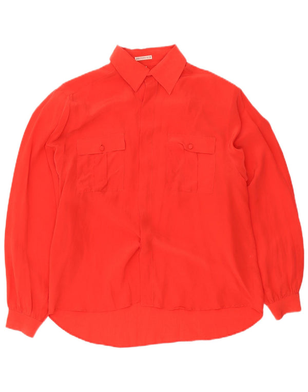 Camicetta camicia oversize da donna vintage EU 36 piccola seta rossa