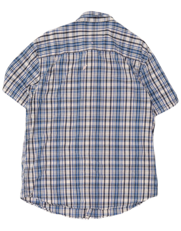 Camicia casual da uomo a maniche corte Wrangler XL in cotone a quadri blu
