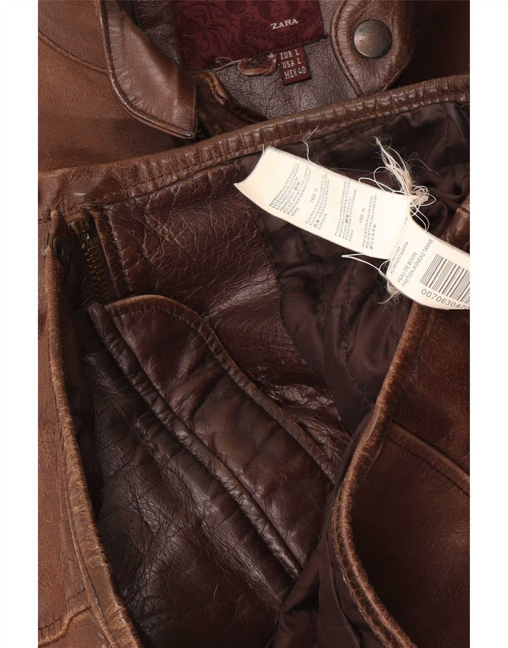 Giacca in pelle da uomo Zara UK 40 grande marrone