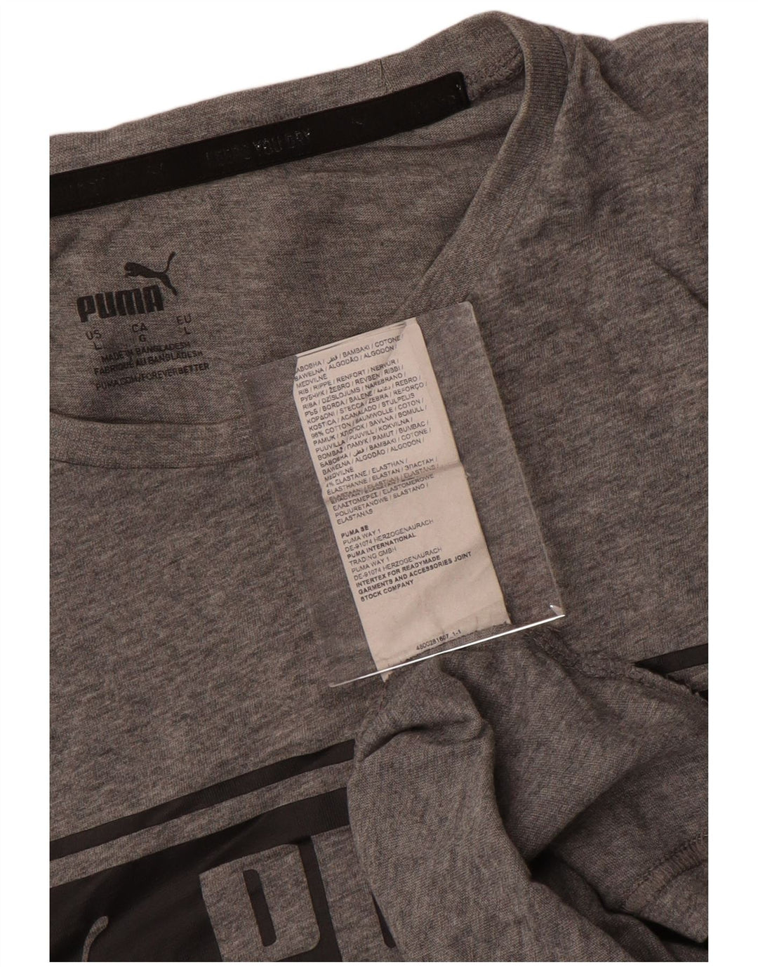 T-shirt grafica da uomo Puma grande in cotone grigio