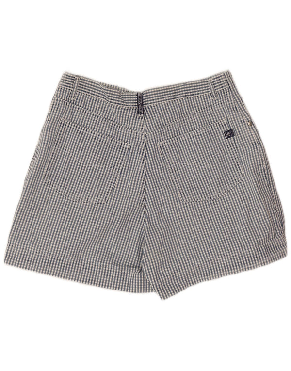 Belfe & Womens High Waist Chino Shorts IT 48 XL W30 Blue Check Cotton