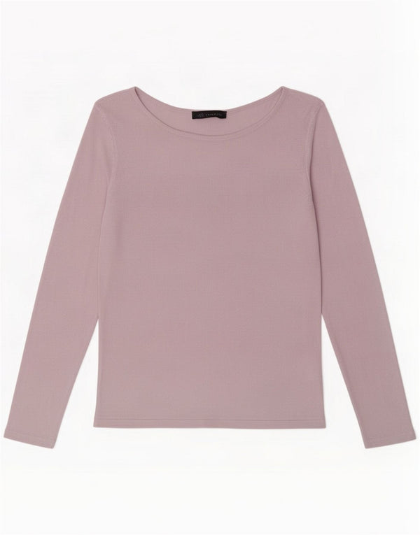 Marks & Spencer Top manica lunga da donna UK 10 piccolo rosa viscosa