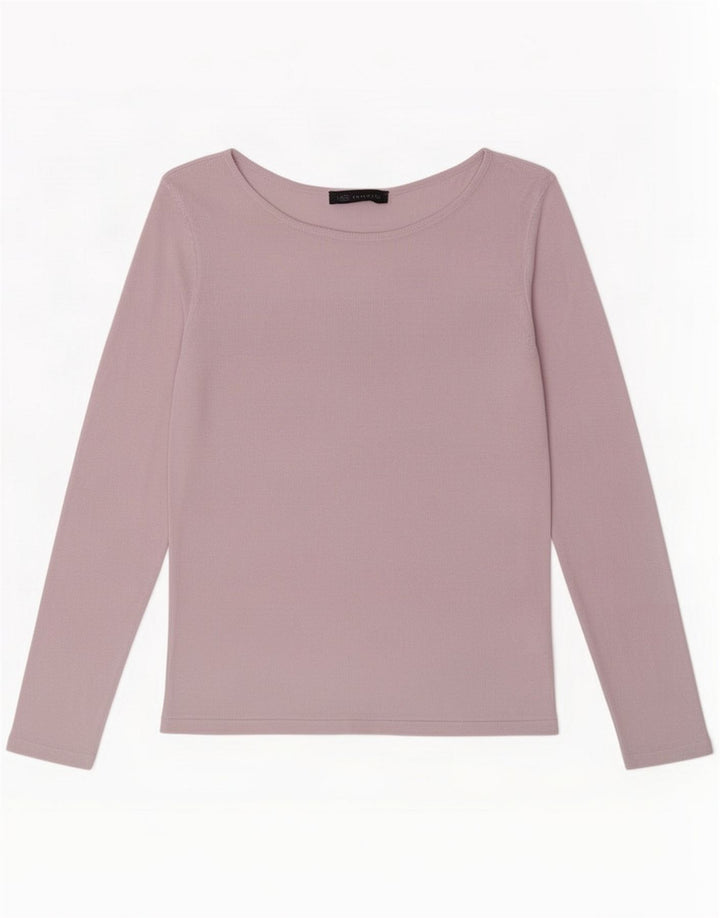 Marks & Spencer Top manica lunga da donna UK 10 piccolo rosa viscosa