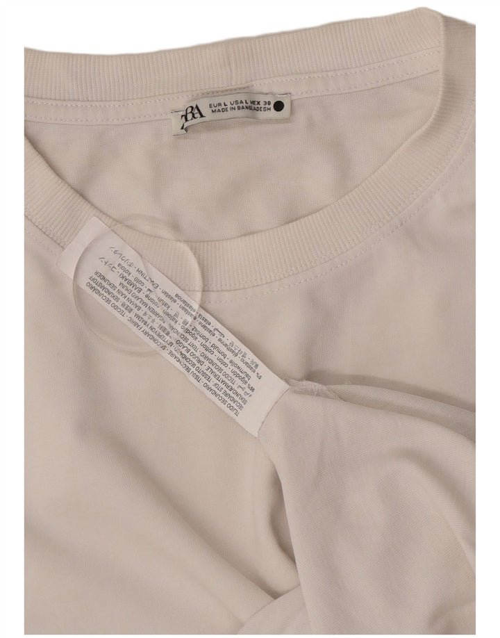 T-shirt da donna Zara Top UK 16 grande in cotone bianco