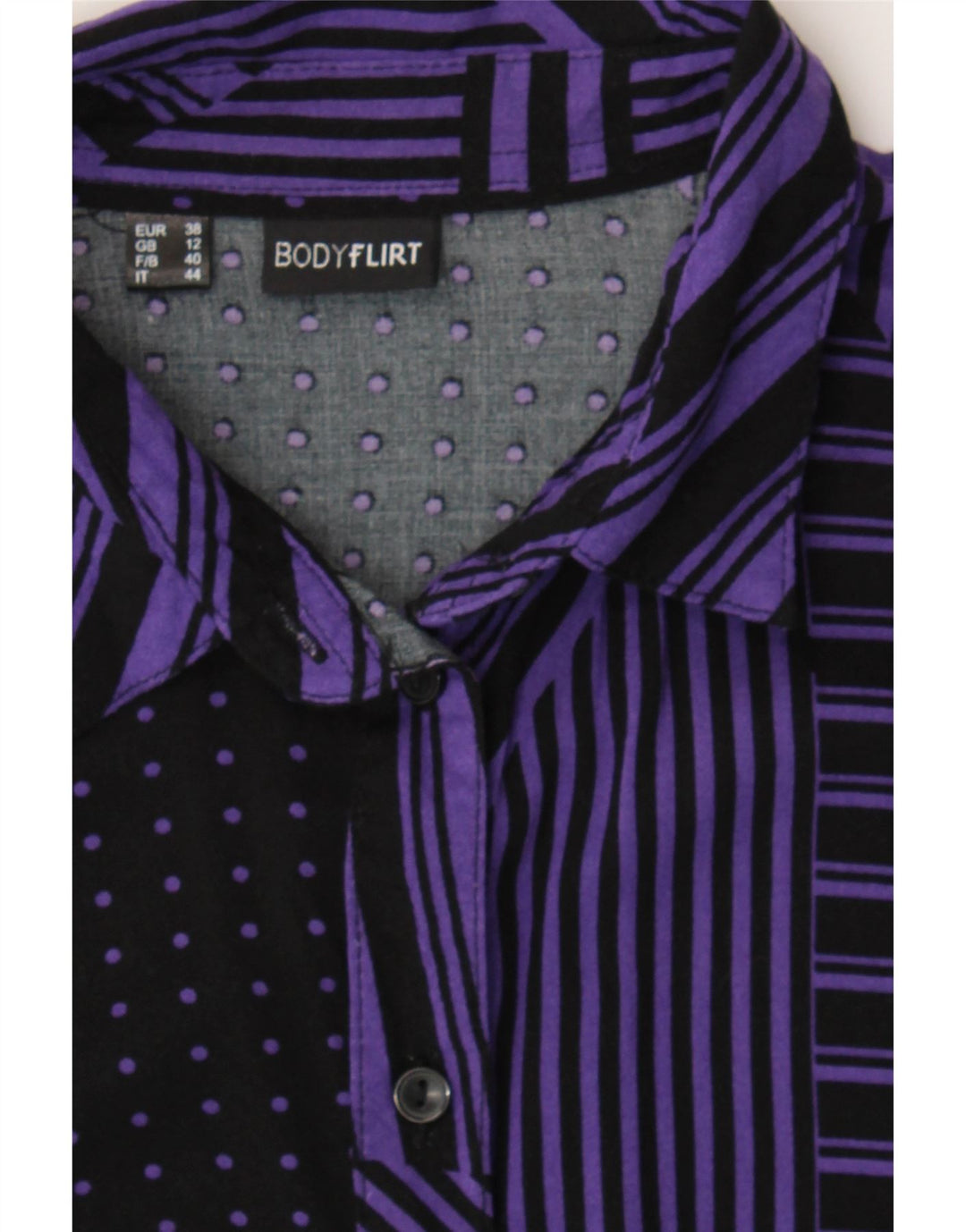 VINTAGE Womens Shirt Dress UK 12 Medium  Purple Geometric Polyester Vintage Vintage and Second-Hand Vintage from Messina Hembry 