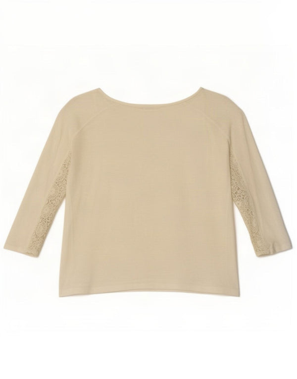 Massimo Dutti Top corto da donna manica 3/4 UK 14 medio bianco floreale