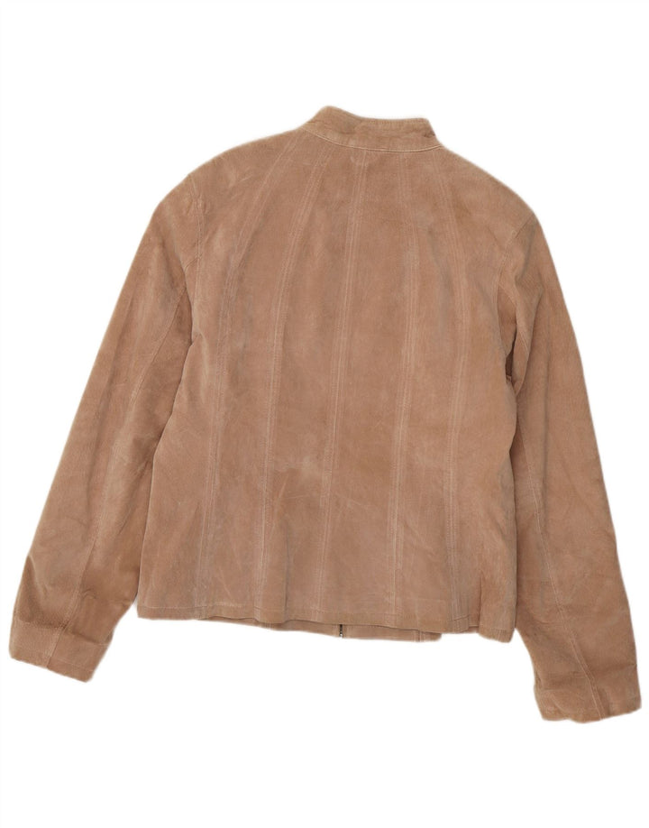 Giubbotto bomber in pelle scamosciata da donna Zarro IT 52 2XL Pelle beige