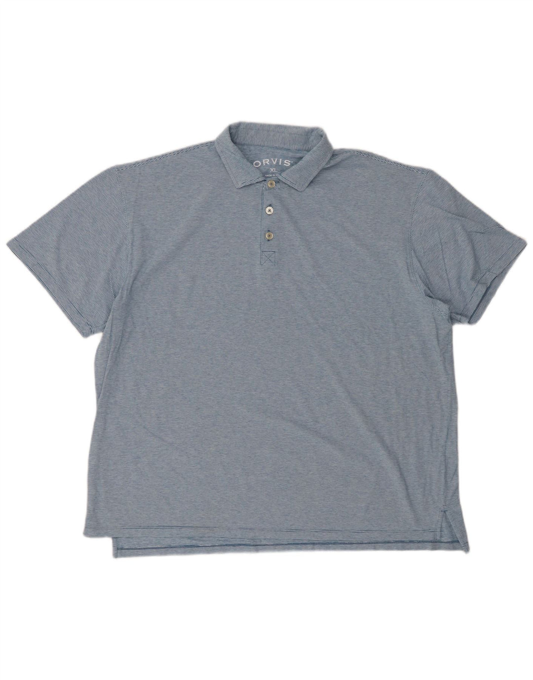 Polo ORVIS da uomo XL in cotone gessato blu