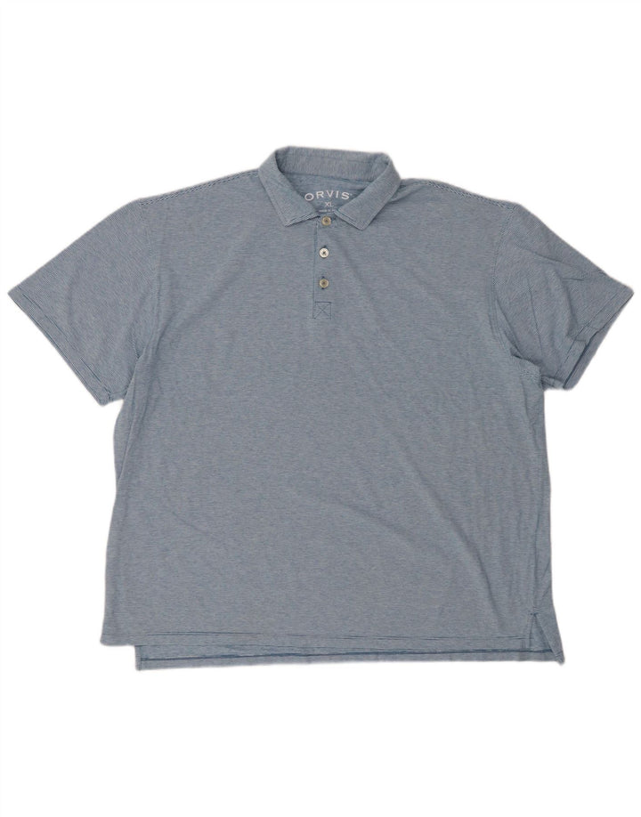 Polo ORVIS da uomo XL in cotone gessato blu
