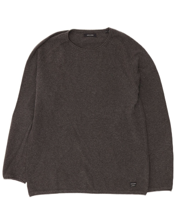 JACK & JONES Maglione maglione girocollo da uomo XL in cotone grigio