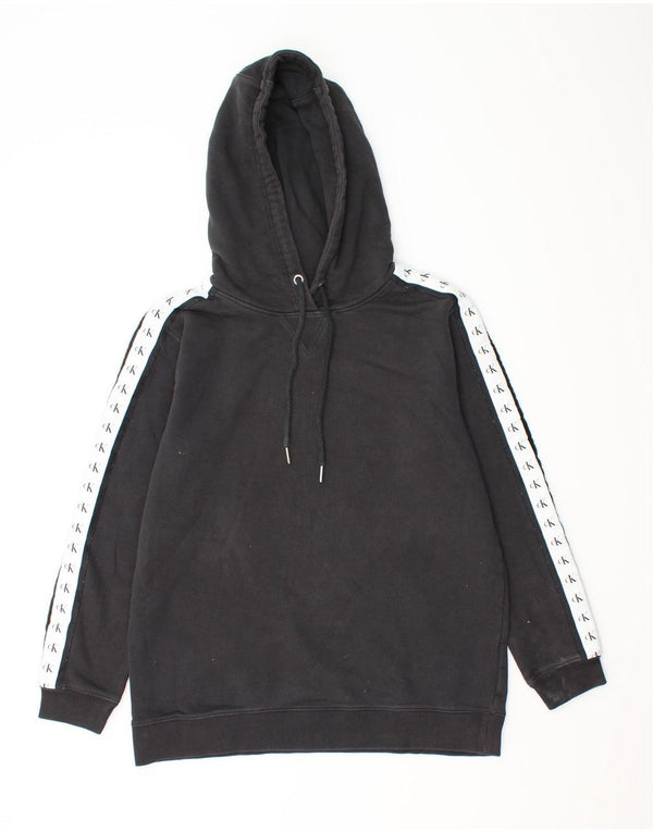 CALVIN KLEIN JEANS Maglia con cappuccio da donna UK 12 Medium Black Colourblock