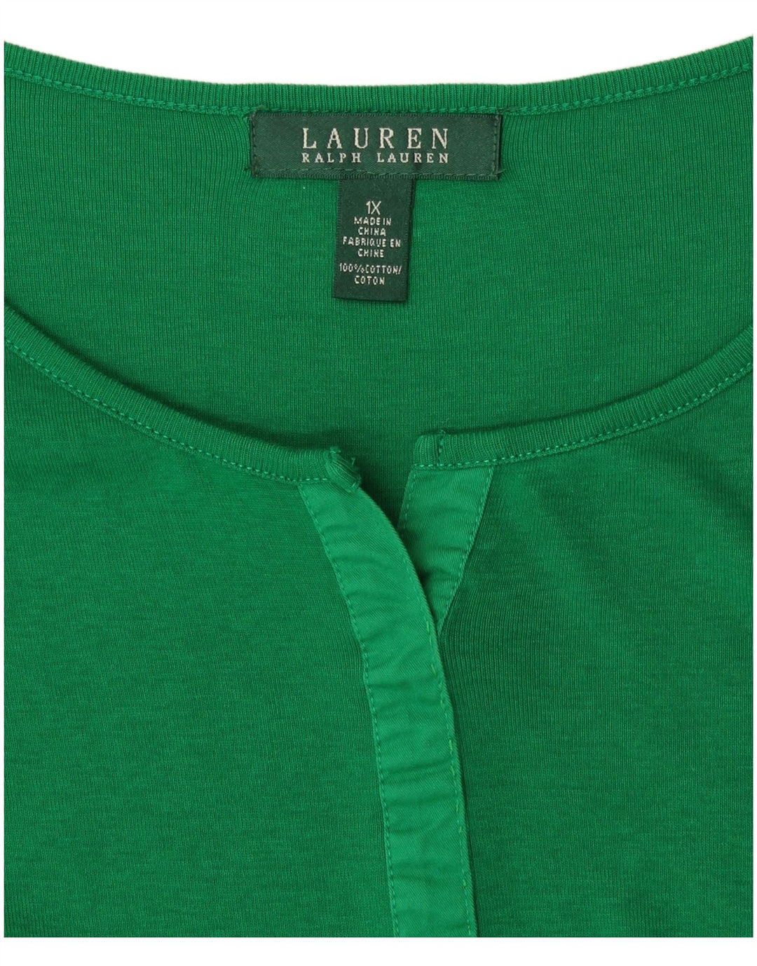 RALPH LAUREN Top da donna a maniche lunghe UK 18 XL Cotone verde