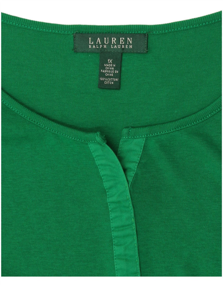 RALPH LAUREN Top da donna a maniche lunghe UK 18 XL Cotone verde