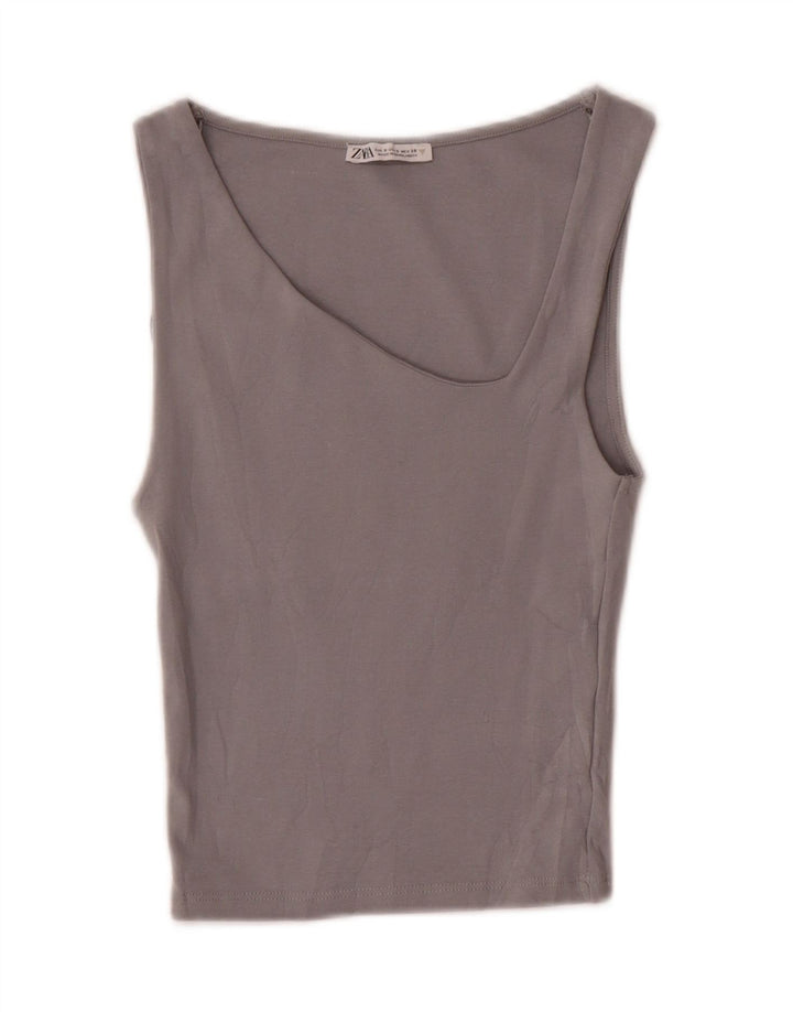 Canotta corta da donna Zara UK 8 piccola grigia