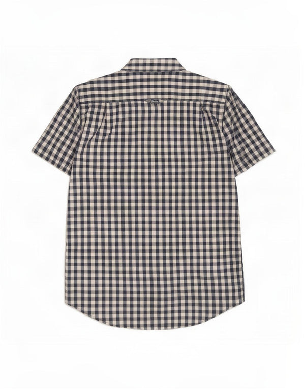 Camicia a maniche corte da uomo Superdry Large in cotone a quadretti blu navy
