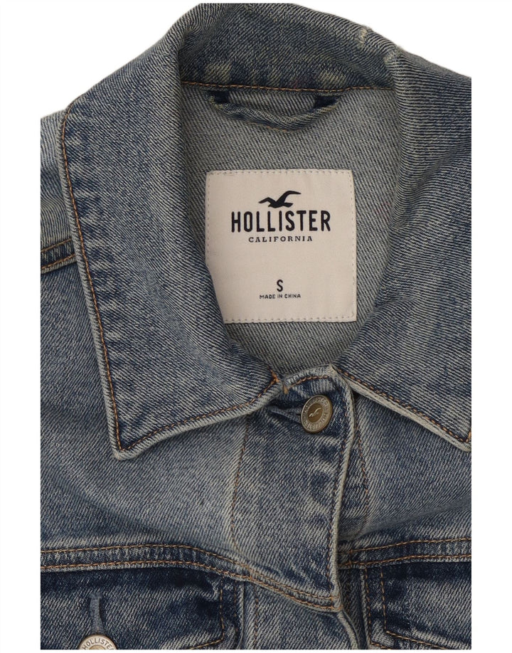 Giacca di jeans invecchiata HOLLISTER da donna UK 10 piccola in cotone blu