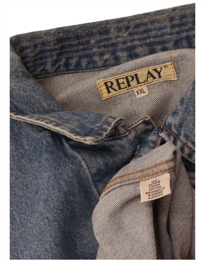 REPLAY Giacca di jeans da uomo UK 44 2XL Cotone blu