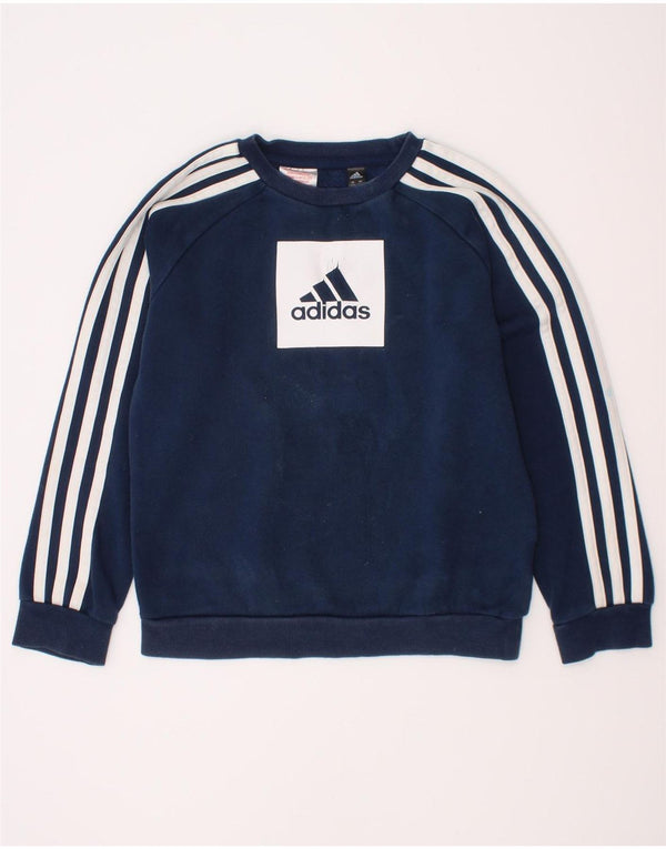 Felpa grafica Adidas da ragazzo, 7-8 anni, in cotone blu navy