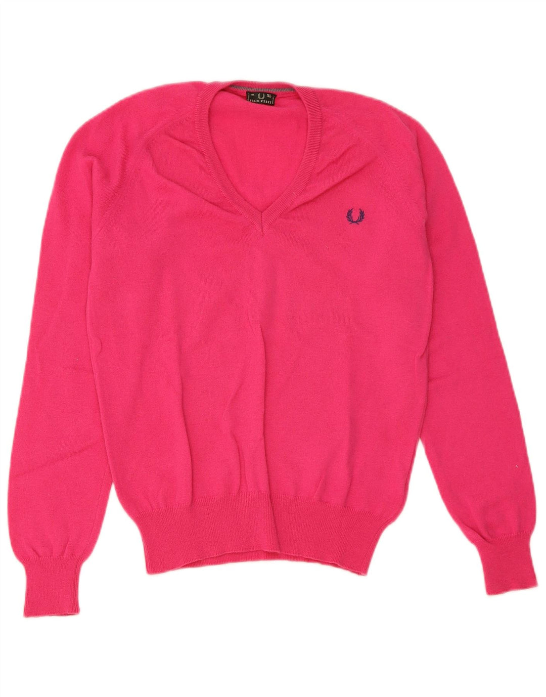 Maglione maglione con scollo a V da donna Fred Perry UK 18 XL Lana rosa
